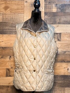 Eddie Bauer Women's Tan Brown Quilted Winter Puffer Vest XL Extra Large